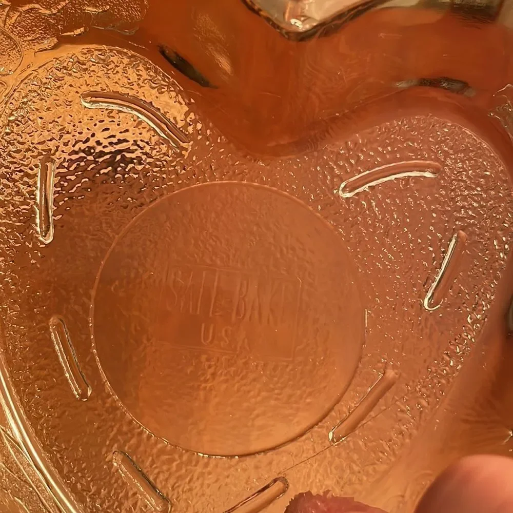 Vintage Safe-Bake USA Glass Heart Pan with Cupid & Arrow